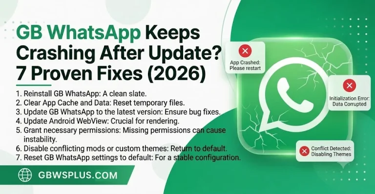 GB WhatsApp Keeps Crashing After Update 7 Proven Fixes (2026)