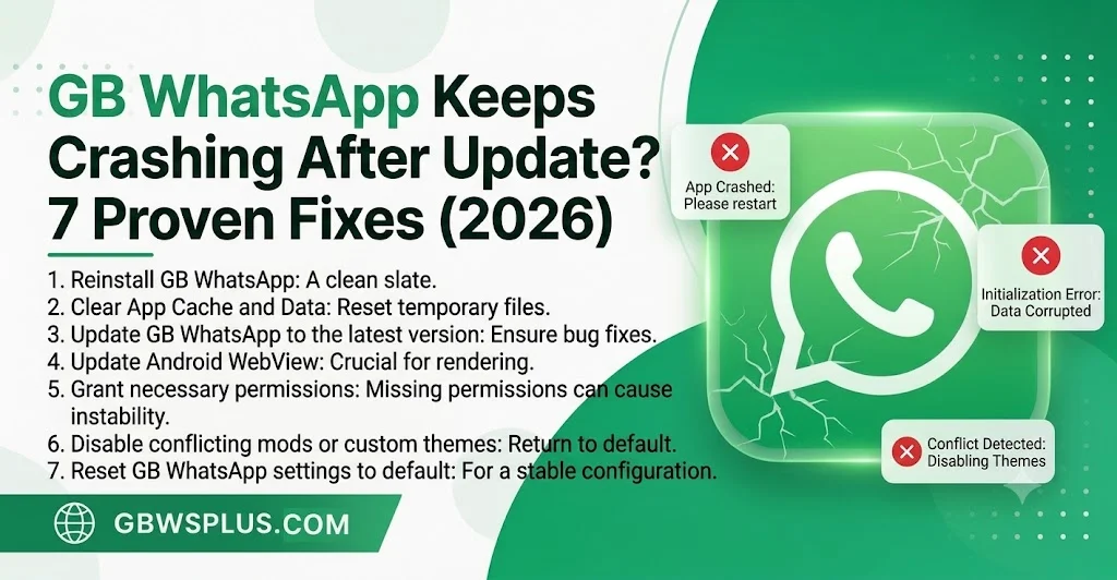GB WhatsApp Keeps Crashing After Update 7 Proven Fixes (2026)